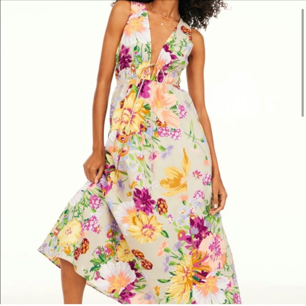 NWT H&M floral linen blend dress size M